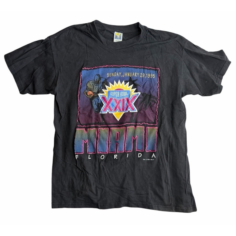 Vintage 1995 Super Bowl XXIX Miami Florida NFL T Shirt Men's Large USA